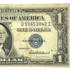 1935-F Ser. $1  Dollar Silver Certificate Fancy Serial Broken Ladder Q55653042I