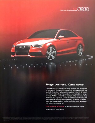 2015 Audi A3 Sedan photo ''Hugs Corners. Cuts None'' vintage print ad