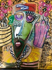 Painting Fantasy Large Pink Yellow Green Kid's Children's Artwork Art Framed USA