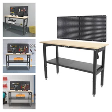 Multifunctional 120*50cm Workbench with Pegboard Worktable w/ Power Outlets
