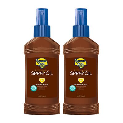 Banana Boat SPF 4 Deep Tanning Oil Spray 8 Fl Oz Pack of 2 Coconut Banana Ext...