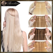 Clip in Hidden Line Wire Remy Human Hair Extensions One Piece Invisible Headband
