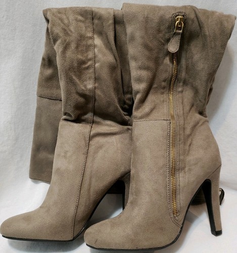 Qupid Women's Norah Slouch Boot, Taupe 