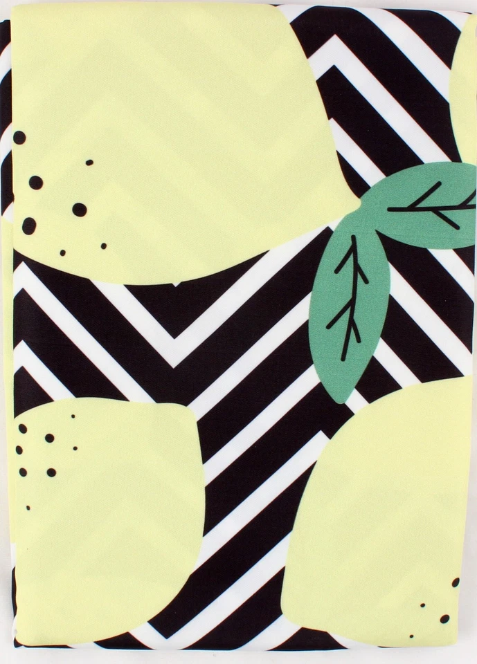 70 Inch Round Tablecloth with Lemon and Chevron Design Fabric Easy Care New - Image 3 of 4