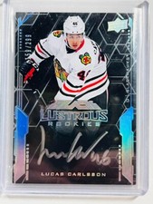 20-21 UD Black Lustrous Rookie Signatures #LSLC Lucas Carlsson /299 Blackhawks