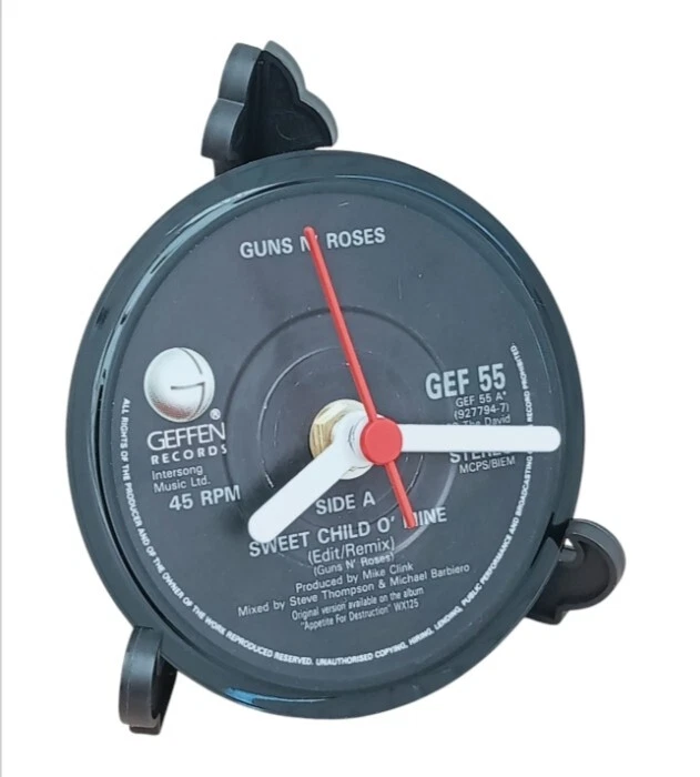 GUNS n ROSES CLOCK Side Table Desk Top Upcycled HARD ROCK Vinyl Record Hit Song. - Image 2 of 4
