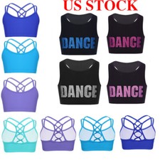 Kids Bra Tops Girls Criss Cross Back Tanks for Ballet Dance Stage Performance