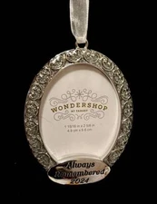 2024 ALWAYS REMEMBERED~DATED SILVER CHRISTMAS TREE PHOTO FRAME ORNAMENT~NEW