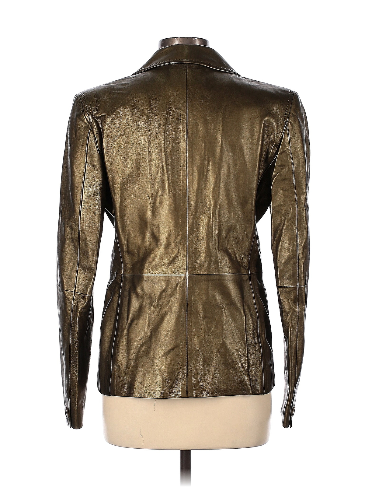 Max Mara Women Gold Leather Jacket 10 Gem