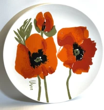 Vera for Mikasa Red Poppy Round Platter 12.5 in.Serving Plate F7101 Vera Neumann