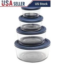 Glass Food Storage Containers 8 Piece Set Stackable Microwave Safe BPA Free with
