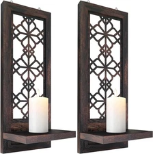 2 Pc Caramel Candle Wall Sconces