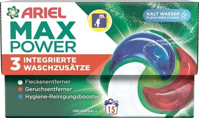 10x Ariel Vollwaschmittel Universal+ Pods Max Power, je 15 St