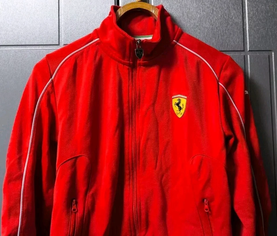 Puma Scuderia Ferrari Track Jacket Boys M Red Logo Zip Formula 1 - Image 3 of 4