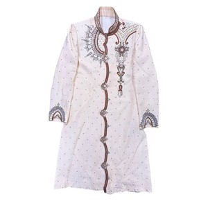 Men’s Sherwani Long Sleeved Ivory Cream Asian Wedding Outfit Formal Small/Medium