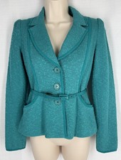 Nanette Lapore Blazer XS Teal Deep Sea 3-Button Belted Career Office Women's NWT