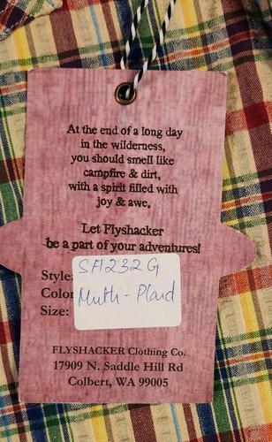 NWT FLYSHACKER SHORT SLEEVE SH232G PLAID SHIRT M - Picture 3 of 5