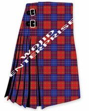 Scottish Handmade Traditional Richardson Tartan 8 Yard kilt 16 Oz For Men's