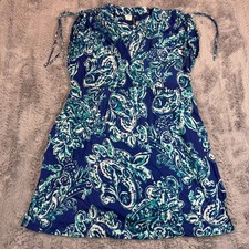 Lauren Ralph Lauren Knee-Length Dress Women's M Blue Cotton A-Line Paisley Party