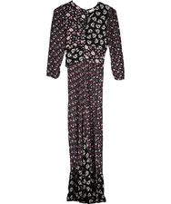 RIXO Black Chelsea Panelled Floral-print Midi-dress In Micro Bunch Floral UK XS