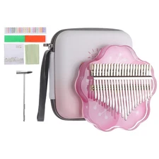 21 Keys Thumb Piano,Transparent Stamen Portable Finger Piano with Carry Box