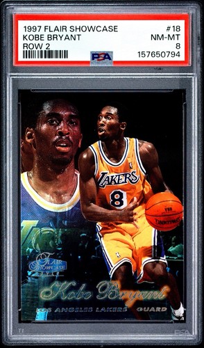 KOBE BRYANT 1997 FLAIR SHOWCASE ROW 2 #18 - Lakers HOF - PSA 8