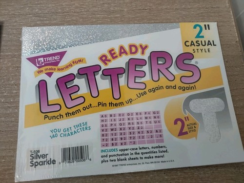 Lot of 2 Trend 2" Ready Letters Casual Style Kelly Green and Silver Sparkle NOS - Picture 3 of 3