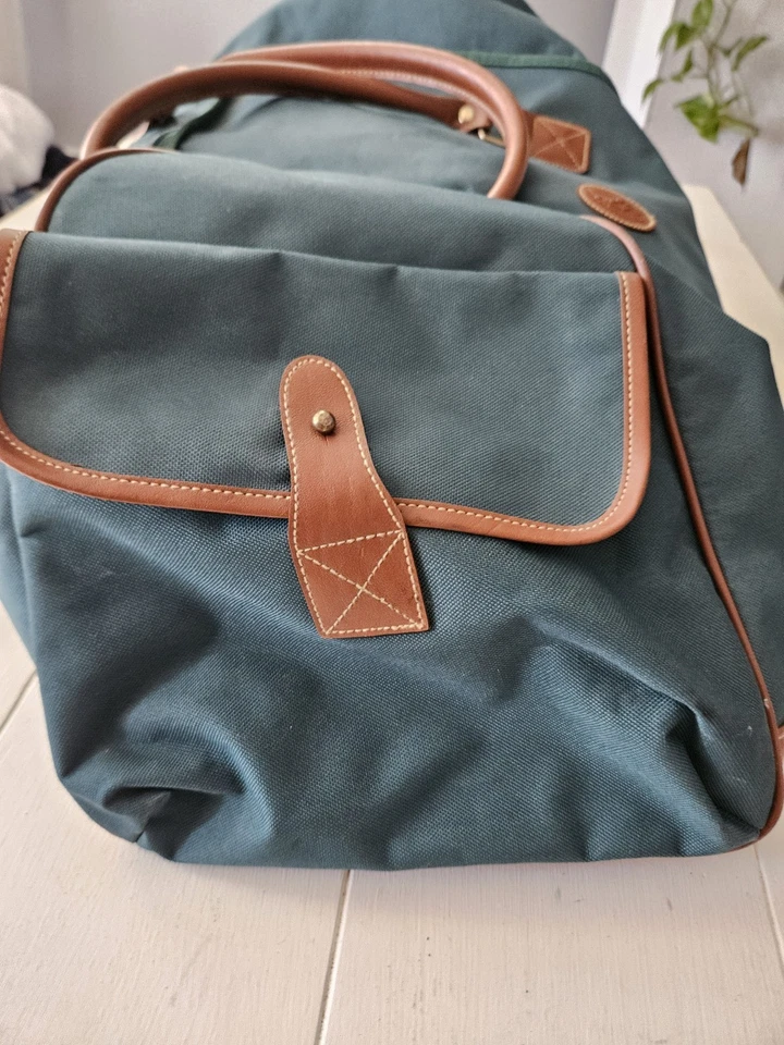 Bolsa de viagem vintage anos 90 Ralph Lauren fragrâncias verde lona couro marrom - Imagem 4 de 4