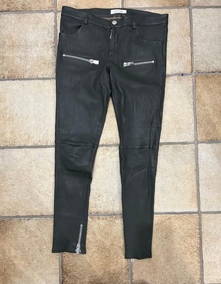 Anine Bing Lederhose mit Reißverschlussdetails, Schwarz, Gr. M