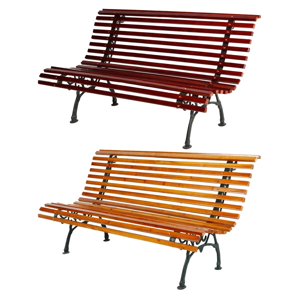 INDA-EXCLUSIV XXL Parkbank Holz Metall Gartenbank Bank Sitzbank Holzbank B150xT70xH80cm