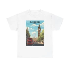 London Graphic T Shirt Vintage Art Photo Retro Unisex Heavy Cotton Tee