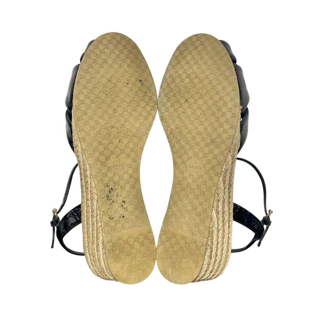 Gucci Sandals Espadrilles GG Black Patent Leather Size 36.5 US About 6.5 Women's thumbnail 13