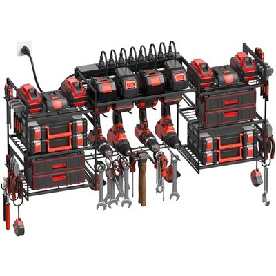 CCCEI Black Power Tool Organizer Wall Mount, Large Tools and Battery Storage ...