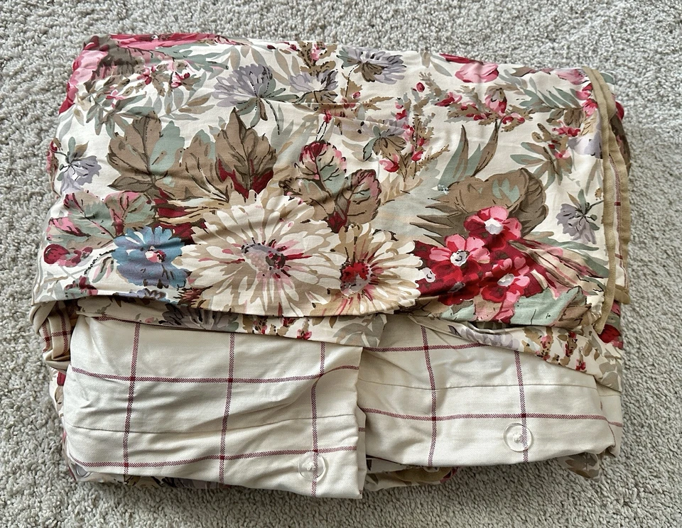 NUEVA Funda Nórdica Chaps by Ralph Lauren Talla King Beige Tostado Floral Algodón a Cuadros Foto 2 de 3