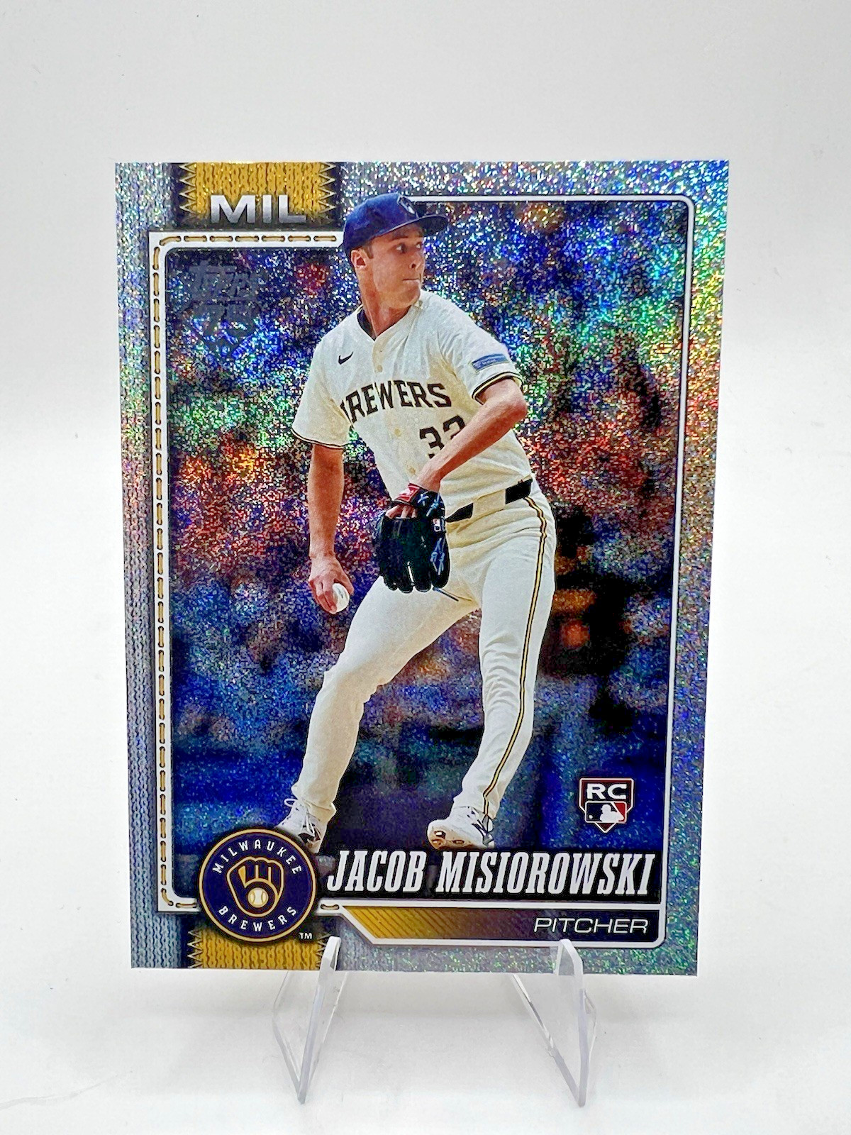 Jacob Misiorowski 2026 Topps Series 1 #10 RC Sand Glitter Milwaukee Brewers