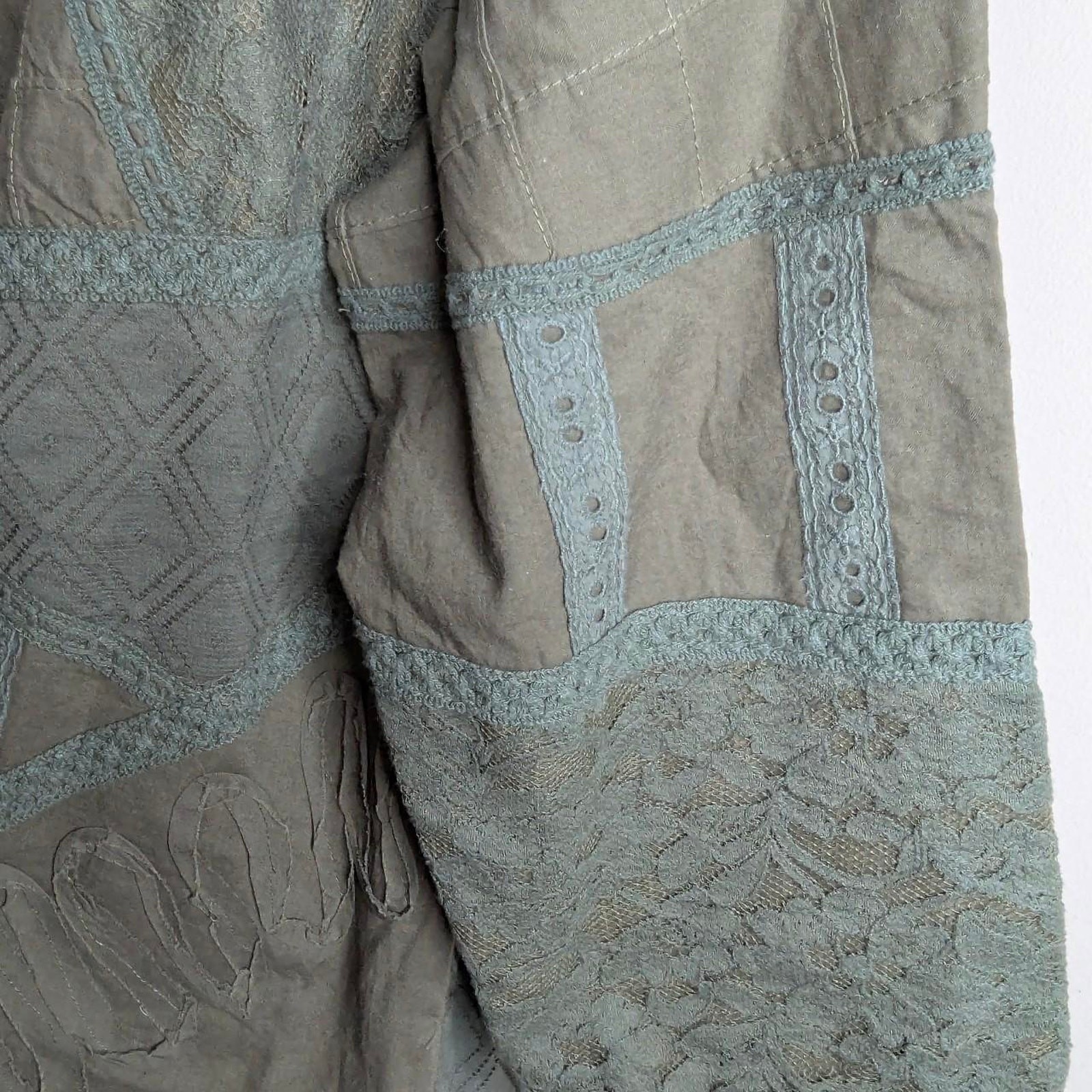 olive green patchwork jacket XL - image 6