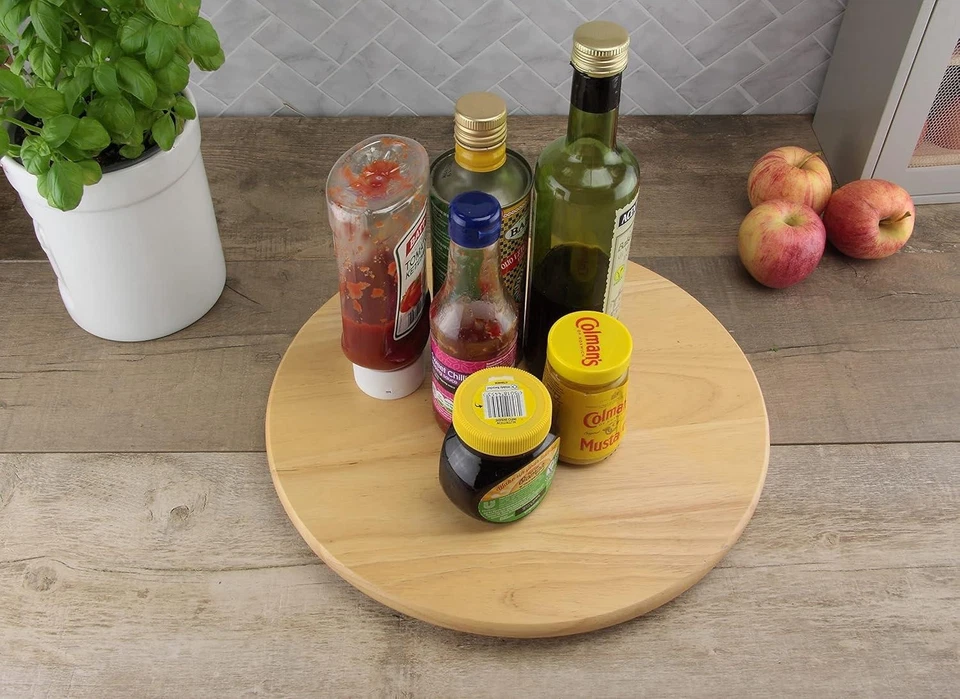 Rubberwood Lazy Susan 35cm Rotary Serving Board - Image 2 of 4