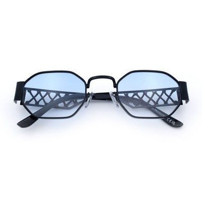 SA106 Small Geometric Sunglasses Octagon Metal Frame Lattice Arm Retro Y2K UV400