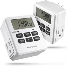 Fospower 7 Day Digital Timers for Electrical Outlets Indoor, Heavy Duty White 
