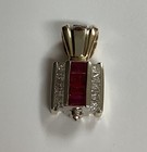 14/18k Yellow Gold w Natural Diamond and Ruby Pendant/Slide.  July birthstone! — photo 1