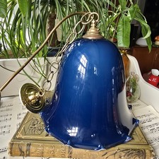 Ceiling Light Christopher Wray Vintage Cased Glass Pendant Blue Bell Large 26 Cm