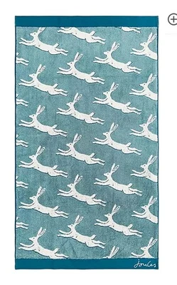 Joules Hand Towel Jumping Hare Design, Teal BNWT