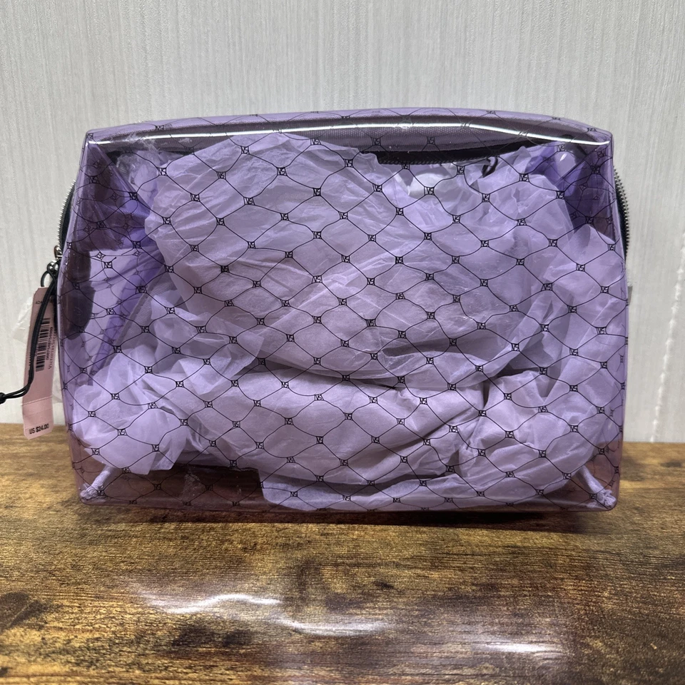 Bolso de viaje cosmético Victoria's Secret púrpura transparente graffiti nuevo con etiquetas Foto 3 de 4