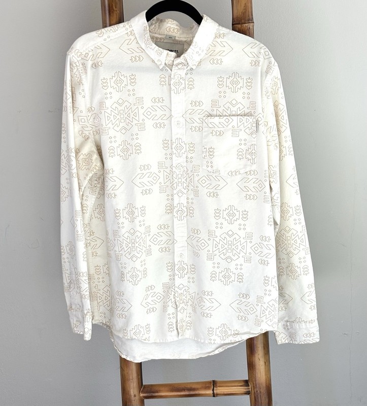 CARHARTT WIP L/S Chin Shirt Chin Print White/Mustard Size Slim XL