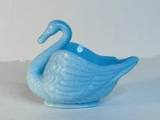 Imperial Swan Delphite Blue Glass 5” Candy Trinket Dish