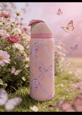 Owala FreeSip 32oz Insulated Stainless Steel Water cup Bottle Pink Bow