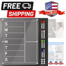 Acrylic Magnetic Menu Board for Kitchen, Large Weekly Meal Planner for Fridge...