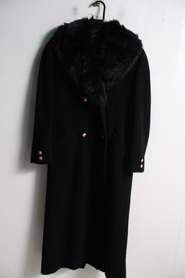 Vintage Debenham & Freebody Damen Wolle Kaschmir Mantel schwarz - Größe 10 (N31)