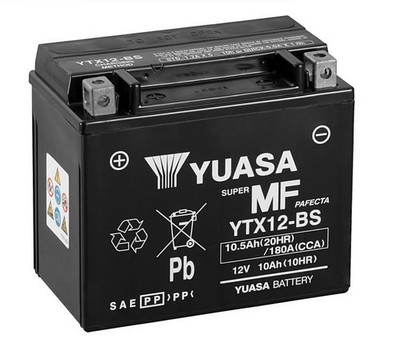 Yuasa YTX12-BS AGM Batterie 12V 10AH CP - Einbaufertig (FTX12-BS CTX12-BS)