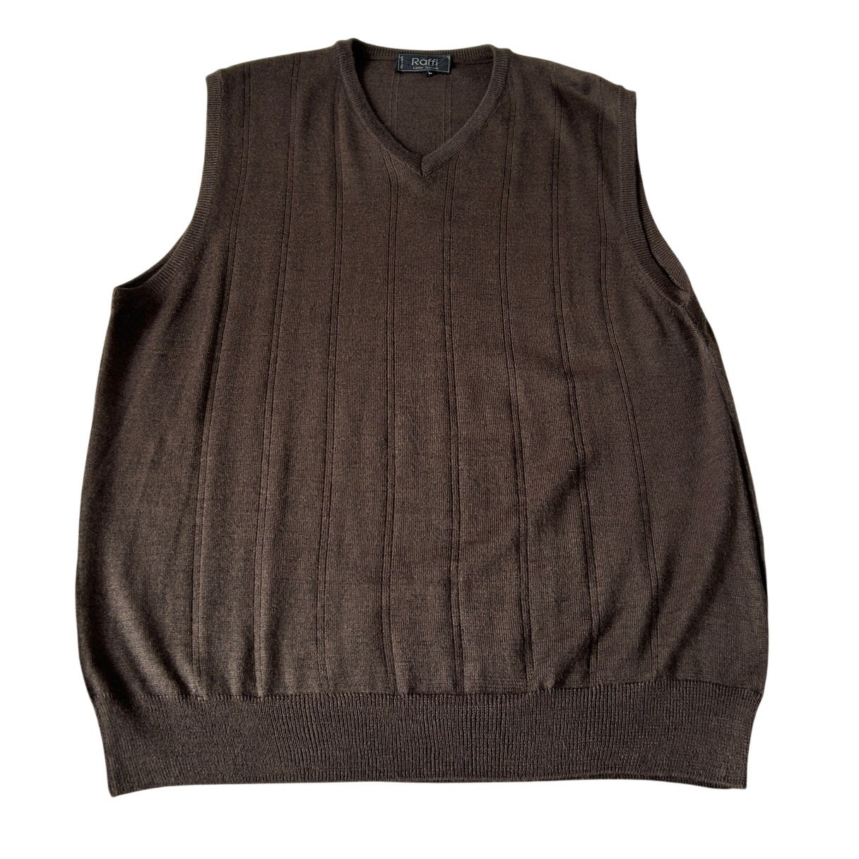 Raffi Linea Uomo Men's Sweater Vest Wool Blend Sz L Brown Made In Italy Preppy